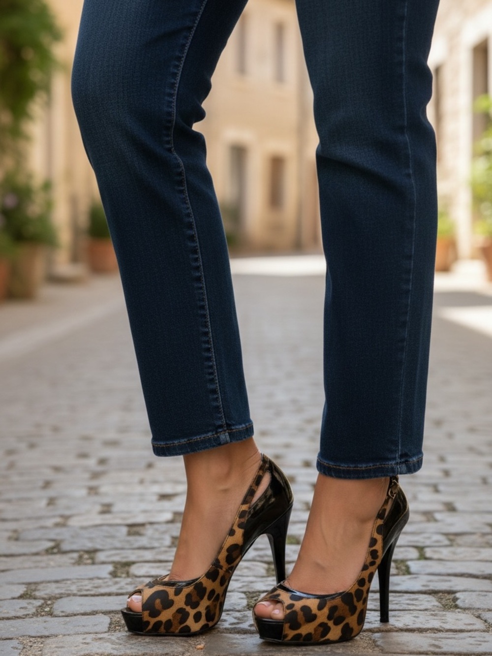 GUESS Vintage Leopard Patent Leather Platform Slingback Heels